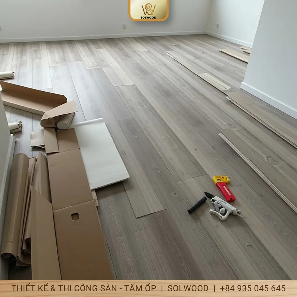 Hình ảnh Sàn nhựa vân gỗ hèm khóa Huế: Bền đẹp, thi công nhanh chóng - 3