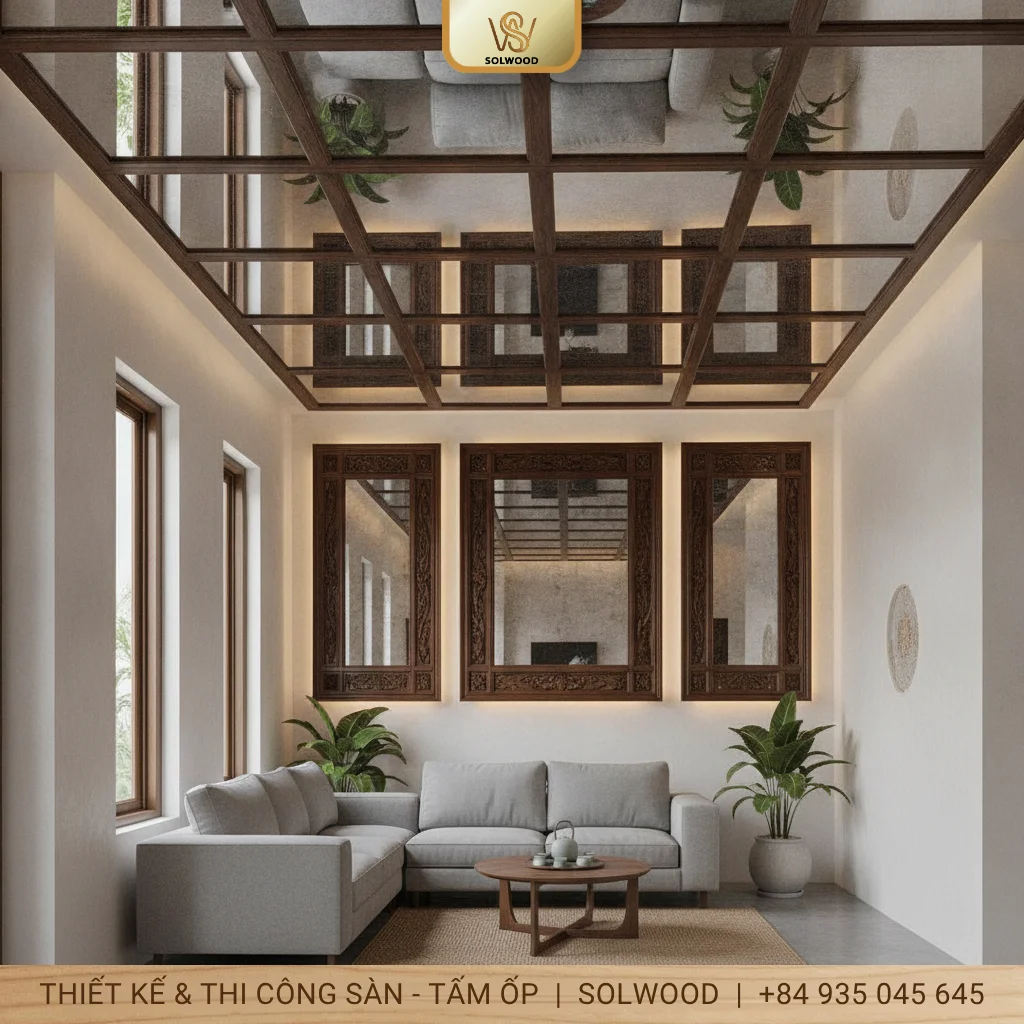 Ốp trần gương Hội An: Biến không gian thêm lung linh, đẳng cấp.